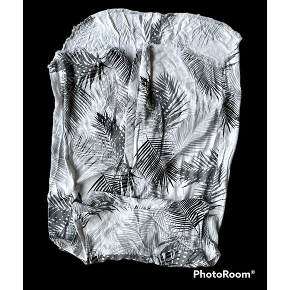 Cloth & Stone Palm Print Dress Medium Hi Low Fringed Raw Hem Front Back … - Picture 10 of 12